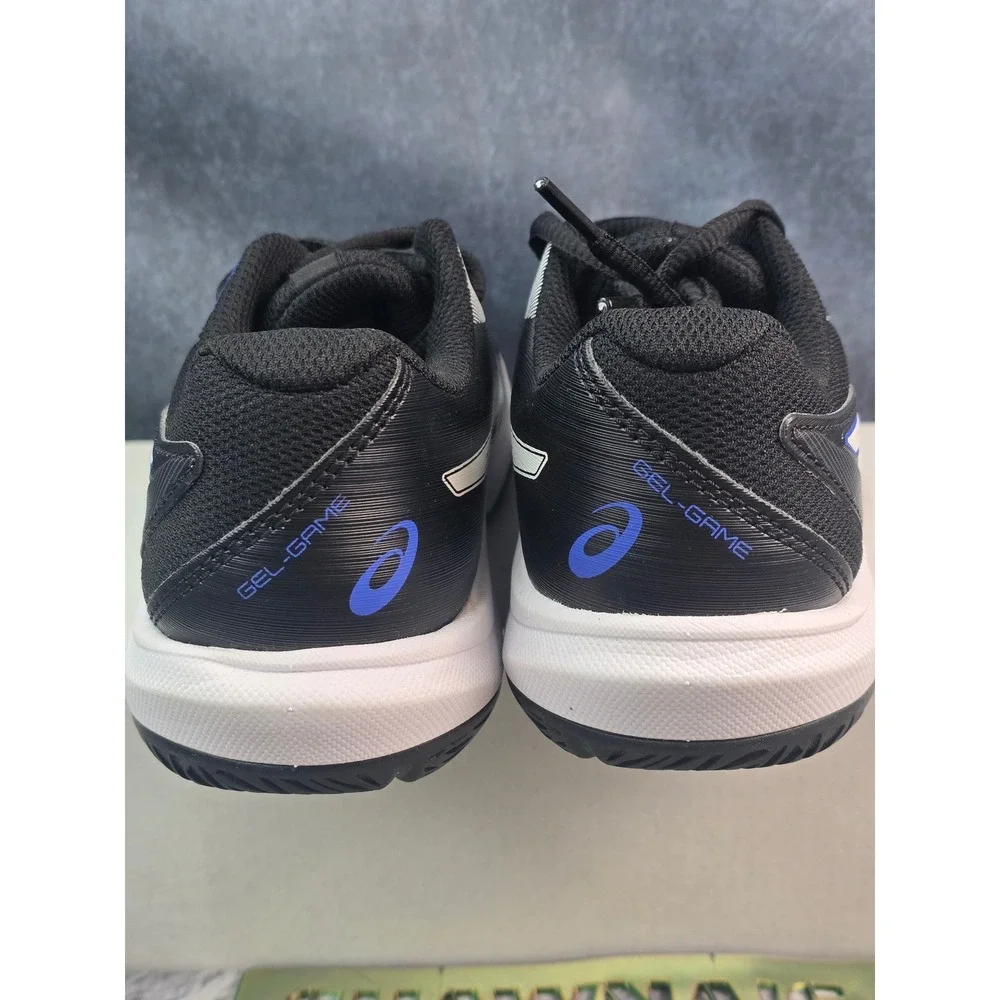 NWOT Asics Gel-Game GS Black White Blue Tennis Athletic Shoes Kids Size 1